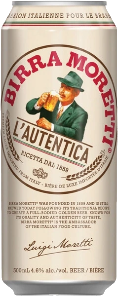 Пиво Birra Moretti светлое фильтрованное 4.6% 0.5л