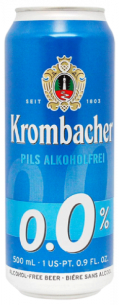 Пиво Krombacher Pils светлое фильтрованное 0% 0.5л